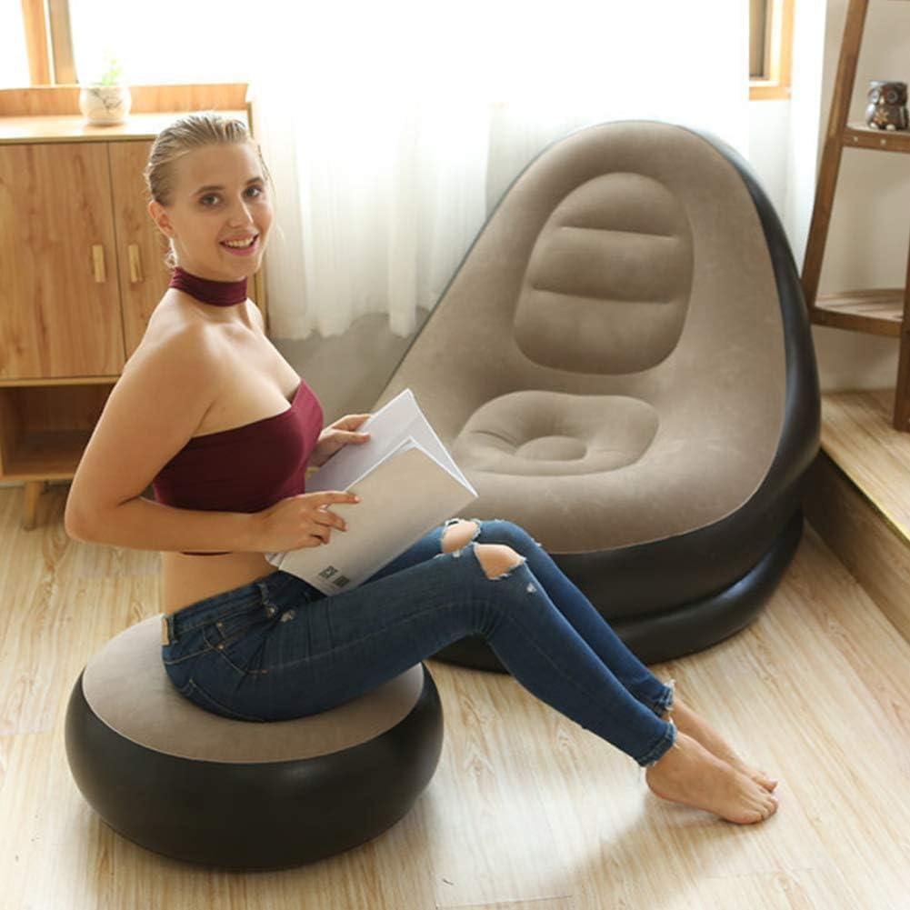 2‑in‑1 Inflatable Sofa Bed – Portable Air Lounge with Footstool