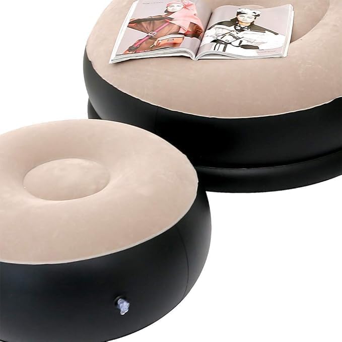 2‑in‑1 Inflatable Sofa Bed – Portable Air Lounge with Footstool