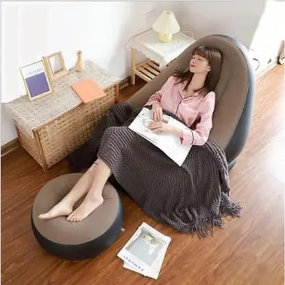 2‑in‑1 Inflatable Sofa Bed – Portable Air Lounge with Footstool