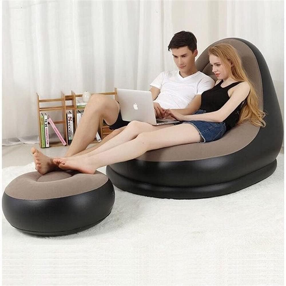 2‑in‑1 Inflatable Sofa Bed – Portable Air Lounge with Footstool