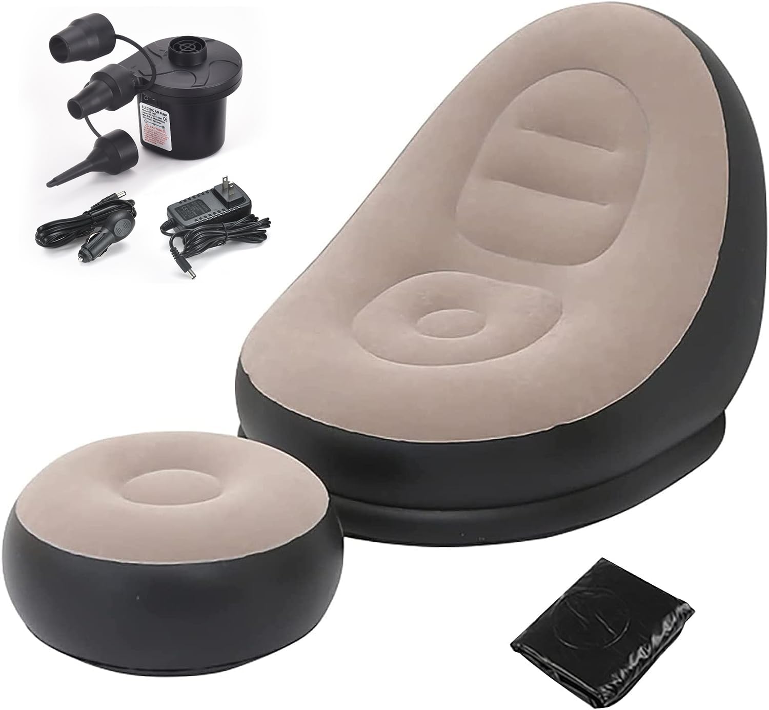 2‑in‑1 Inflatable Sofa Bed – Portable Air Lounge with Footstool