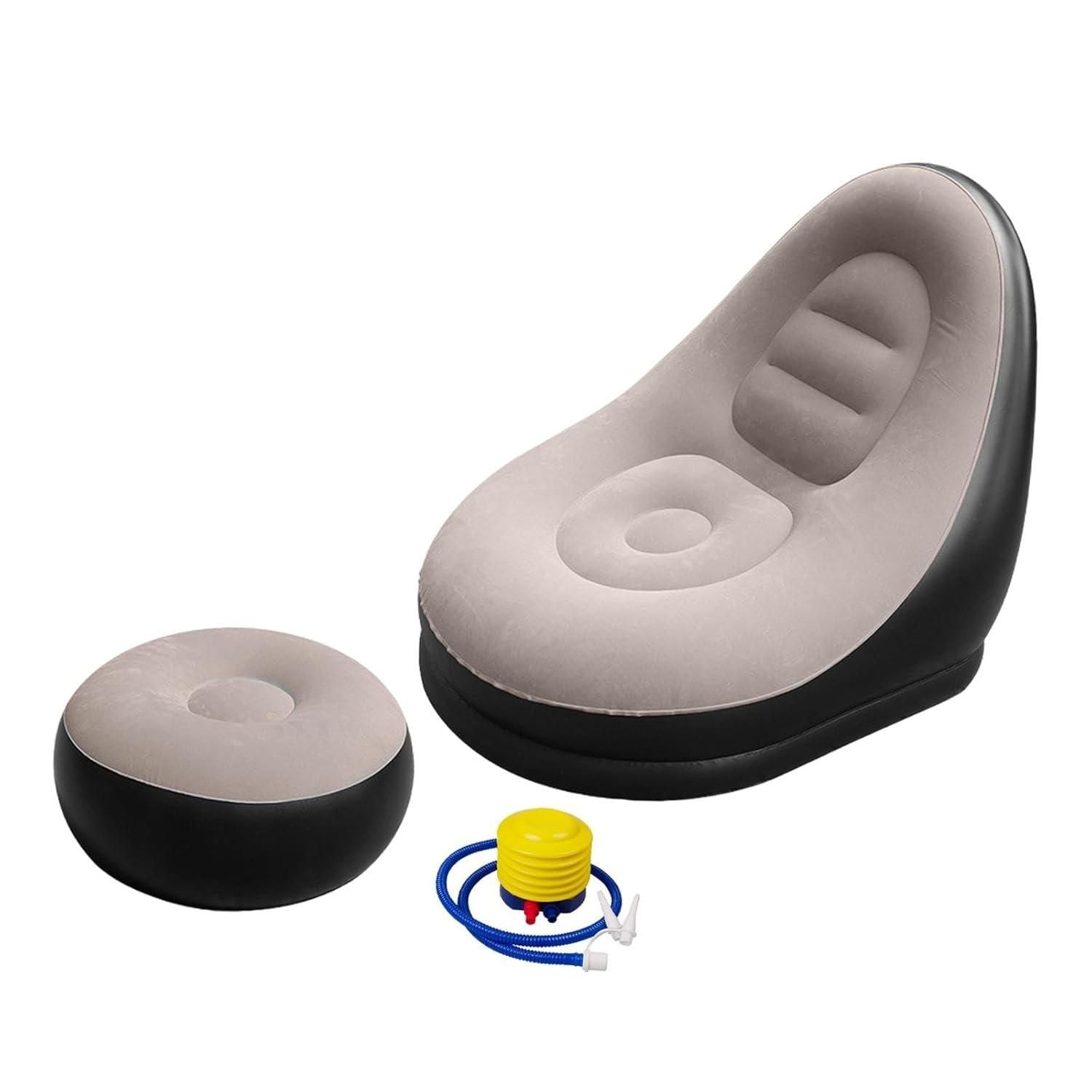 2‑in‑1 Inflatable Sofa Bed – Portable Air Lounge with Footstool